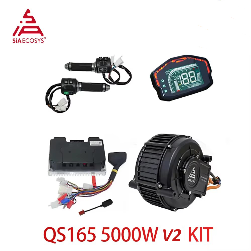 Mid Drive Motor Kit 72V 5000W - QS165 V2 5000W 72V ミッドドライブモーターキット PMSM（ファードライバーND72680コントローラー付き）電動バイク用