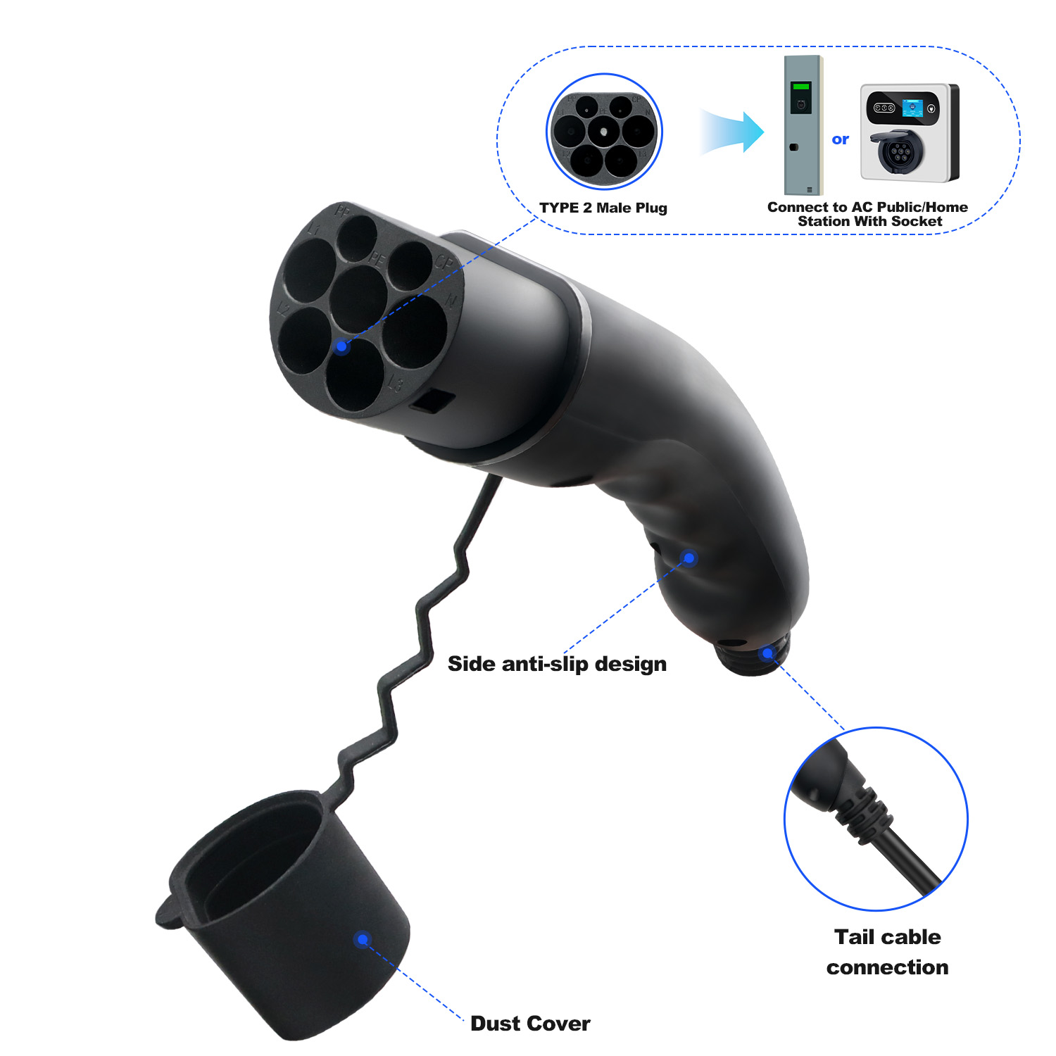 Kolanky EVプラグ タイプ2 オス 1P/3相 充電 - Ev Charger Type 2 22Kw 32A 3 Phase のレビューと価格