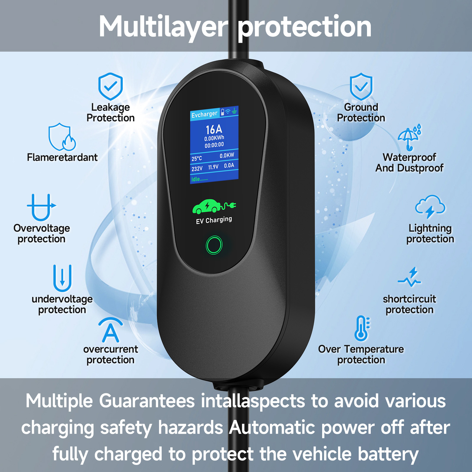 Afyeev-ポータブル電気自動車充電器,Wi-Fi付きEV - Type 2 Portable Ev Charger 11Kw Cee のレビューと価格